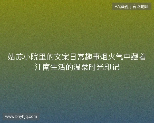 姑苏小院里的文案日常趣事烟火气中藏着江南生活的温柔时光印记 姑苏小院里的文案日常趣事烟火气中藏着江南生活的温柔时光印记